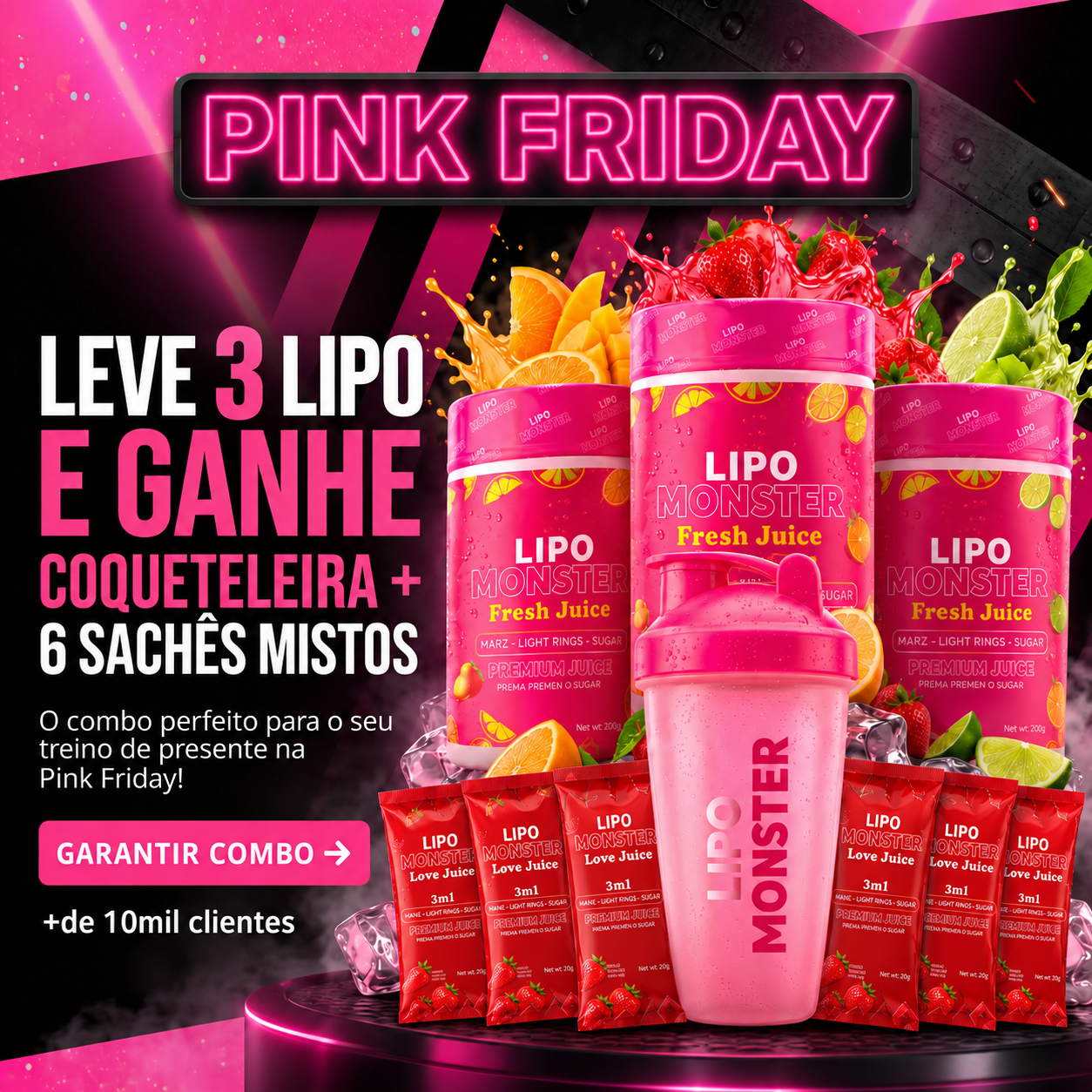Kit 3 Potes — Lipo Monster Juice